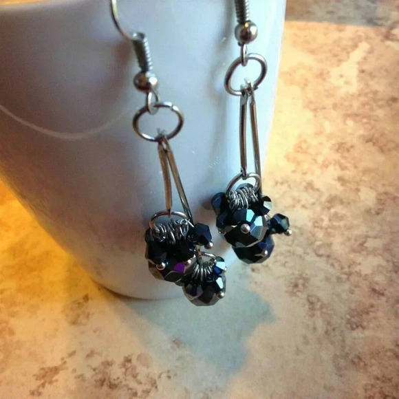 Handcrafted Black Faceted Czech Crystal 80mm Long - Picture 4 of 4